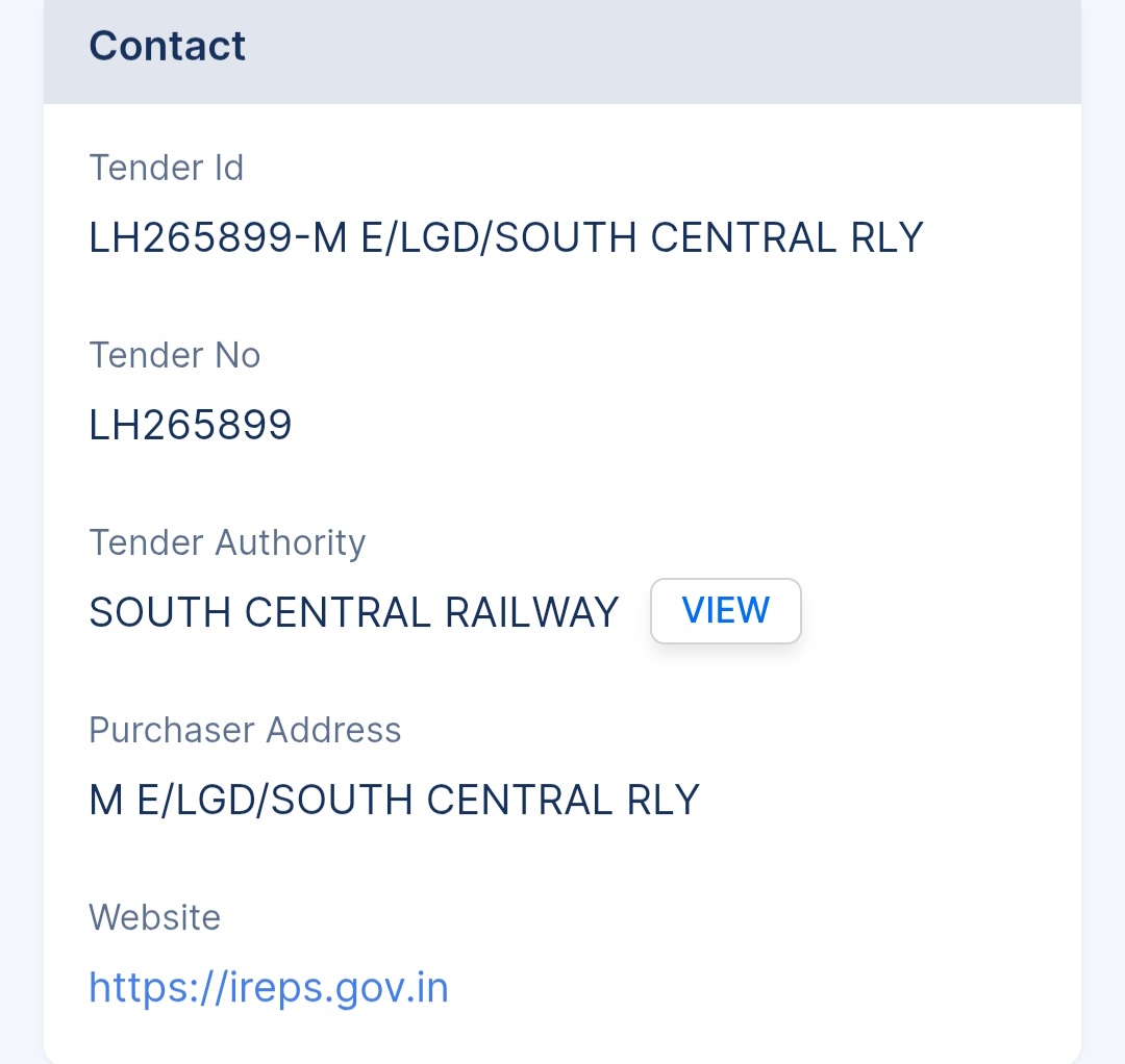 South Central Railway - SCR Tender - Telangana Tender