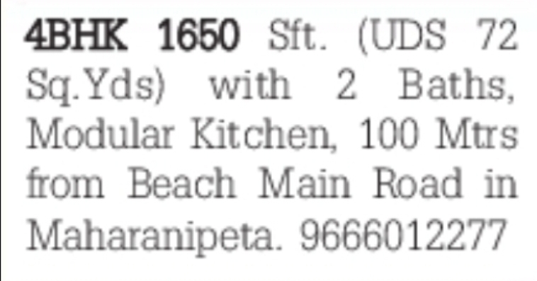 Spacious 4BHK Flat Near Beach Road –