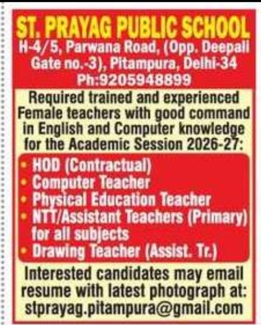 ST. PRAYAG PUBLIC SCHOOL – PITAMPURA, DELHI