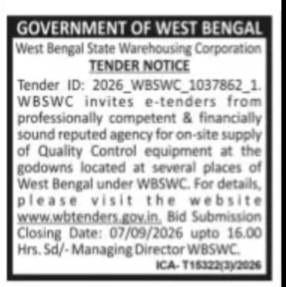 Supply of Quality Control Equipment – WBSWC