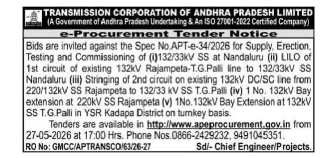 Tender Notice – Nandaluru (YSR Kadapa District)