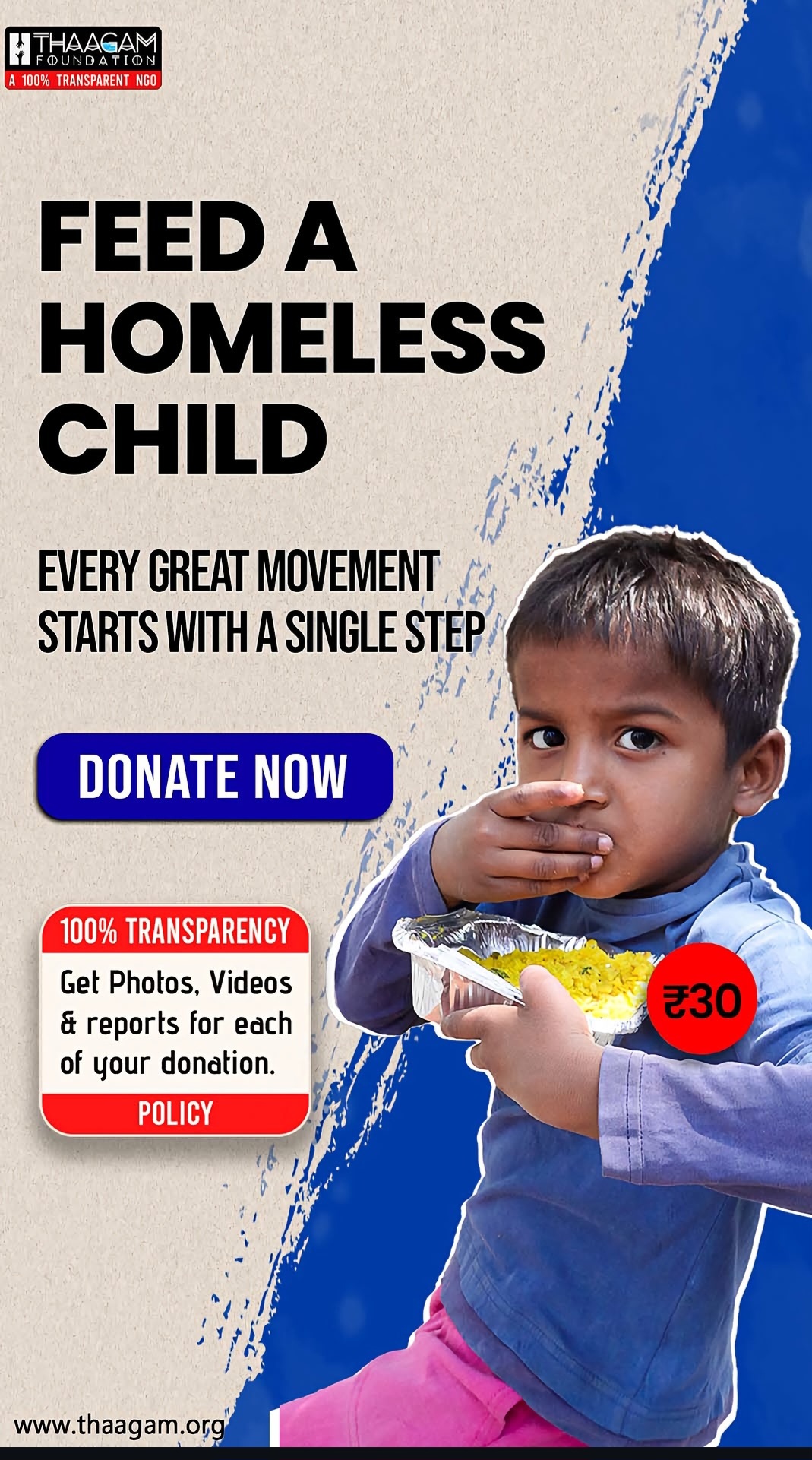 THAAGAMFOUNDATION : Feed a Homeless Person