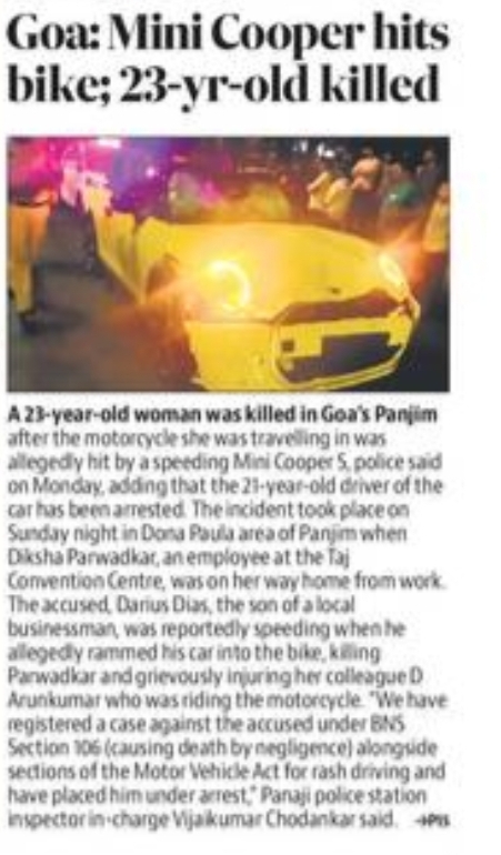 🚨 Tragic Road Accident in Goa Claims Young Life