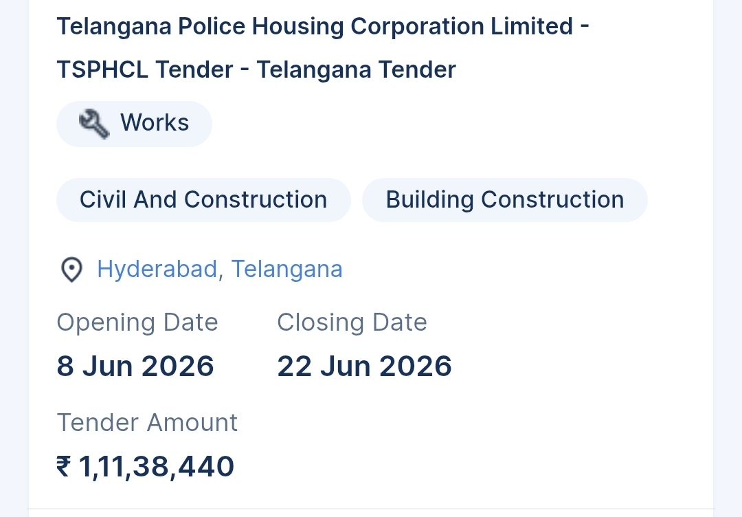 TSPHCL Tender - Telangana Tender
