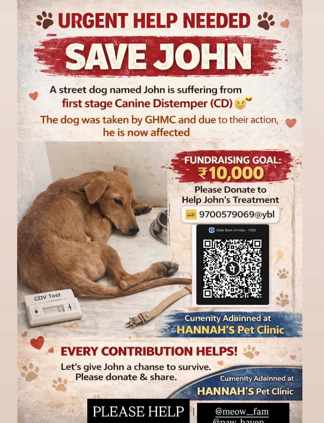 🚨 URGENT HELP NEEDED – SAVE JOHN 🐾❤️