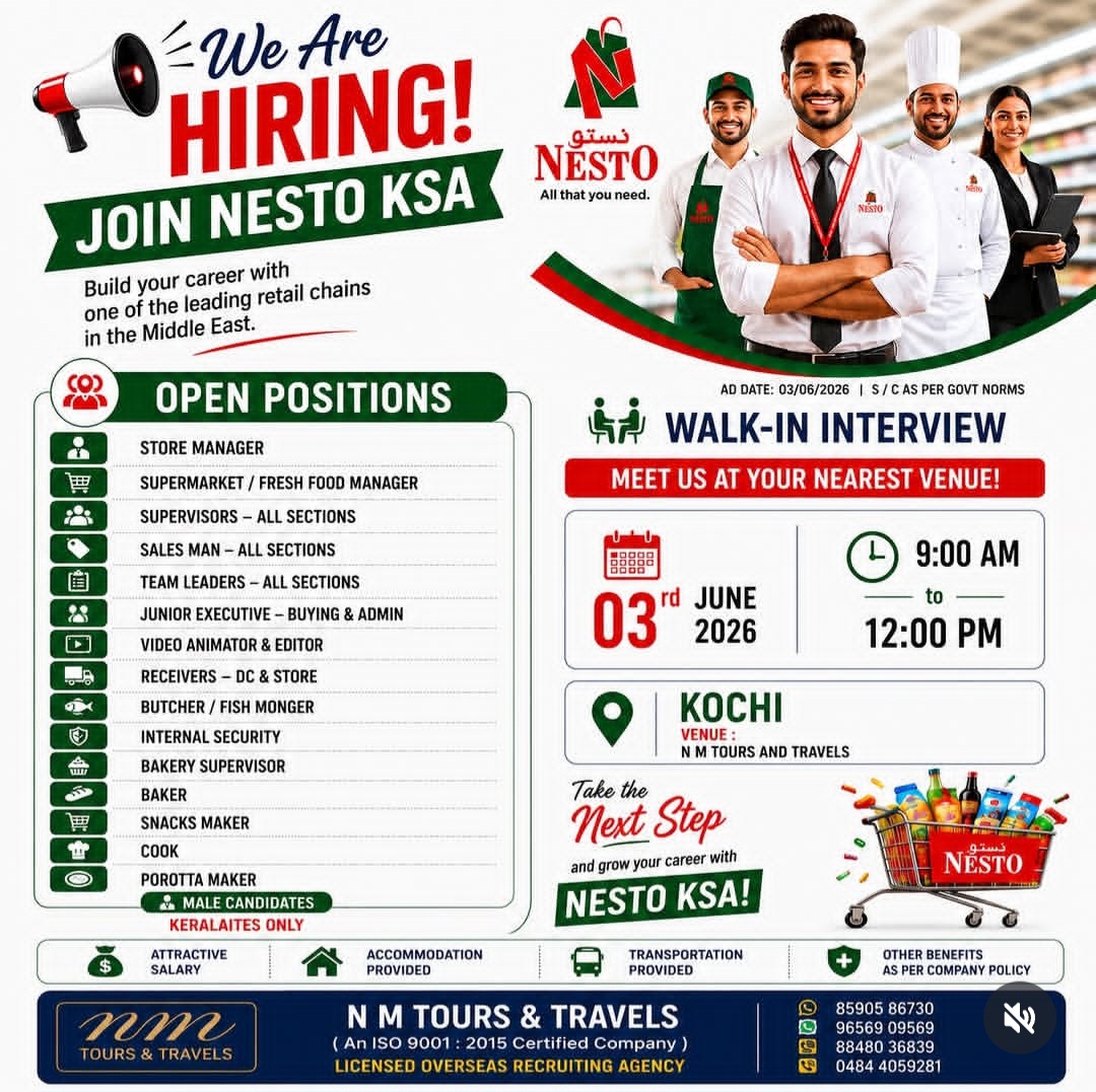 URGENT HIRING FOR NESTO KSA