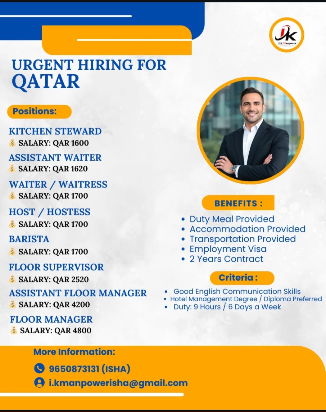 Urgent Hiring for Qatar – Hospitality Industry