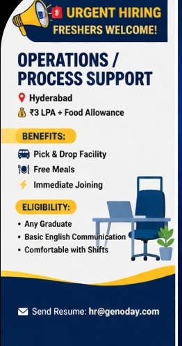 🚨 Urgent Hiring – Freshers Welcome