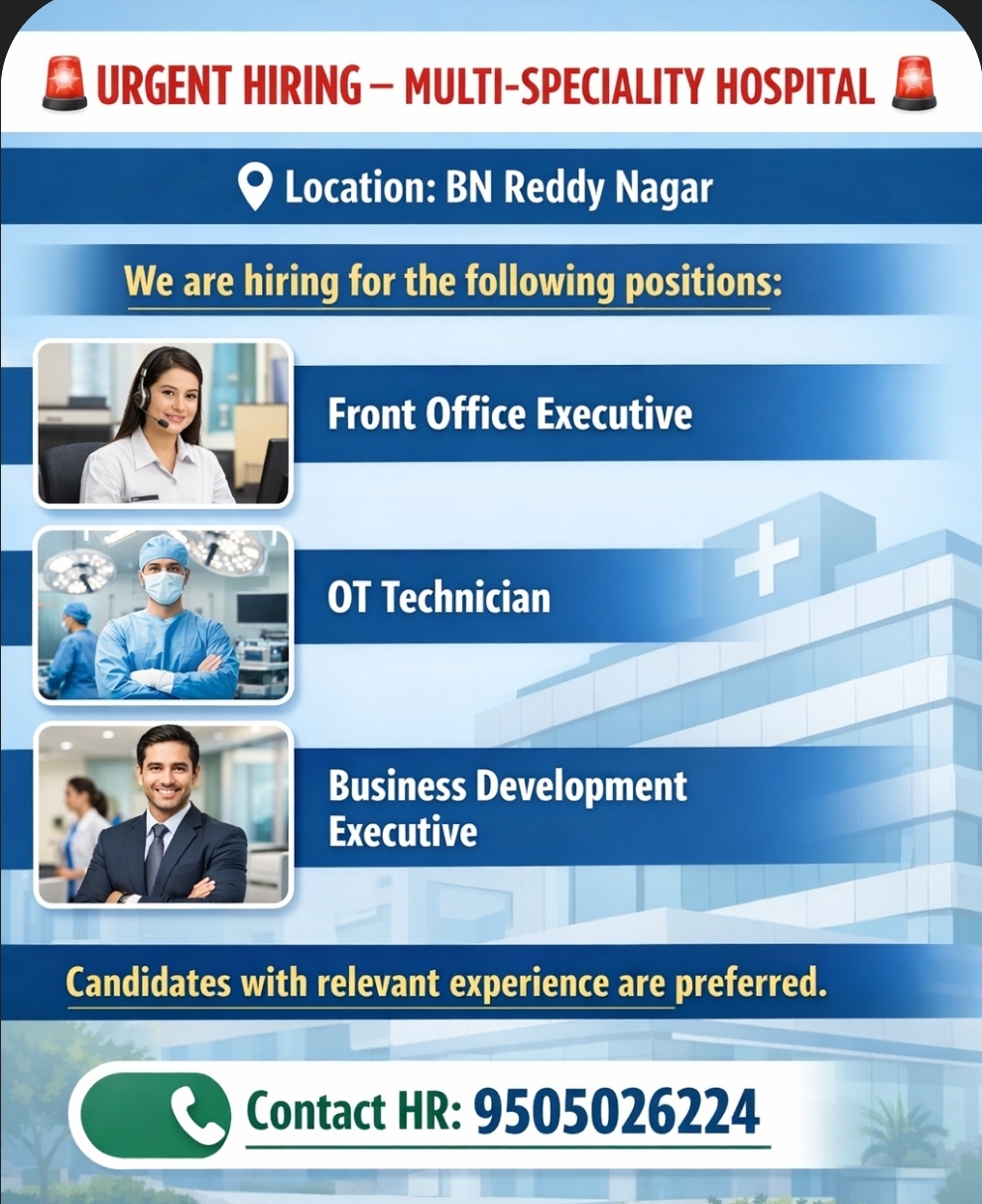🚨 Urgent Hiring – Multi-Speciality Hospital 🚨
