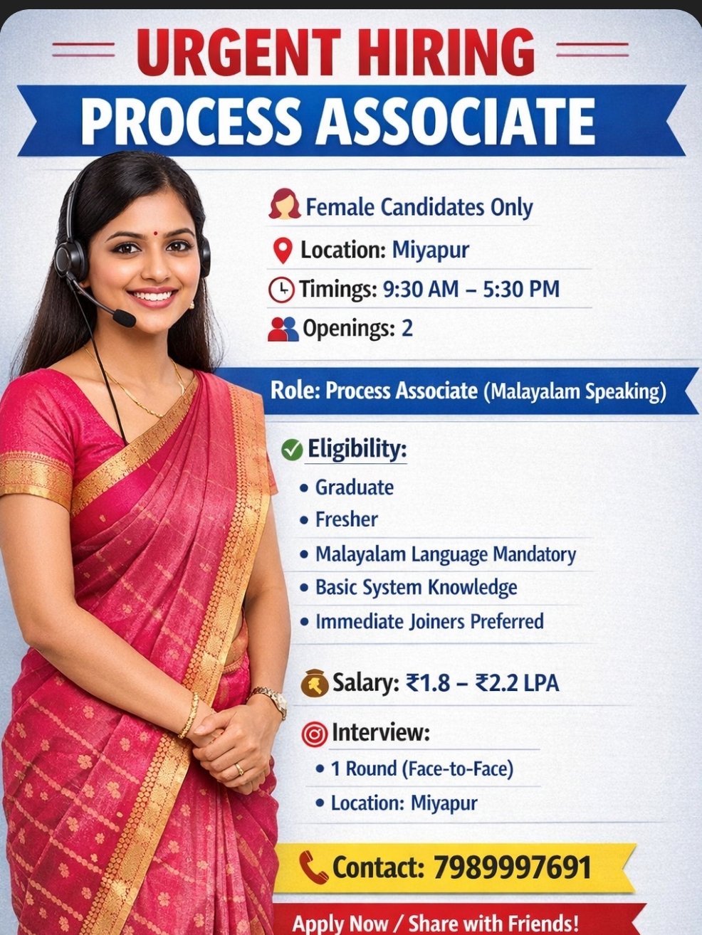 📢 URGENT HIRING – PROCESS ASSOCIATE