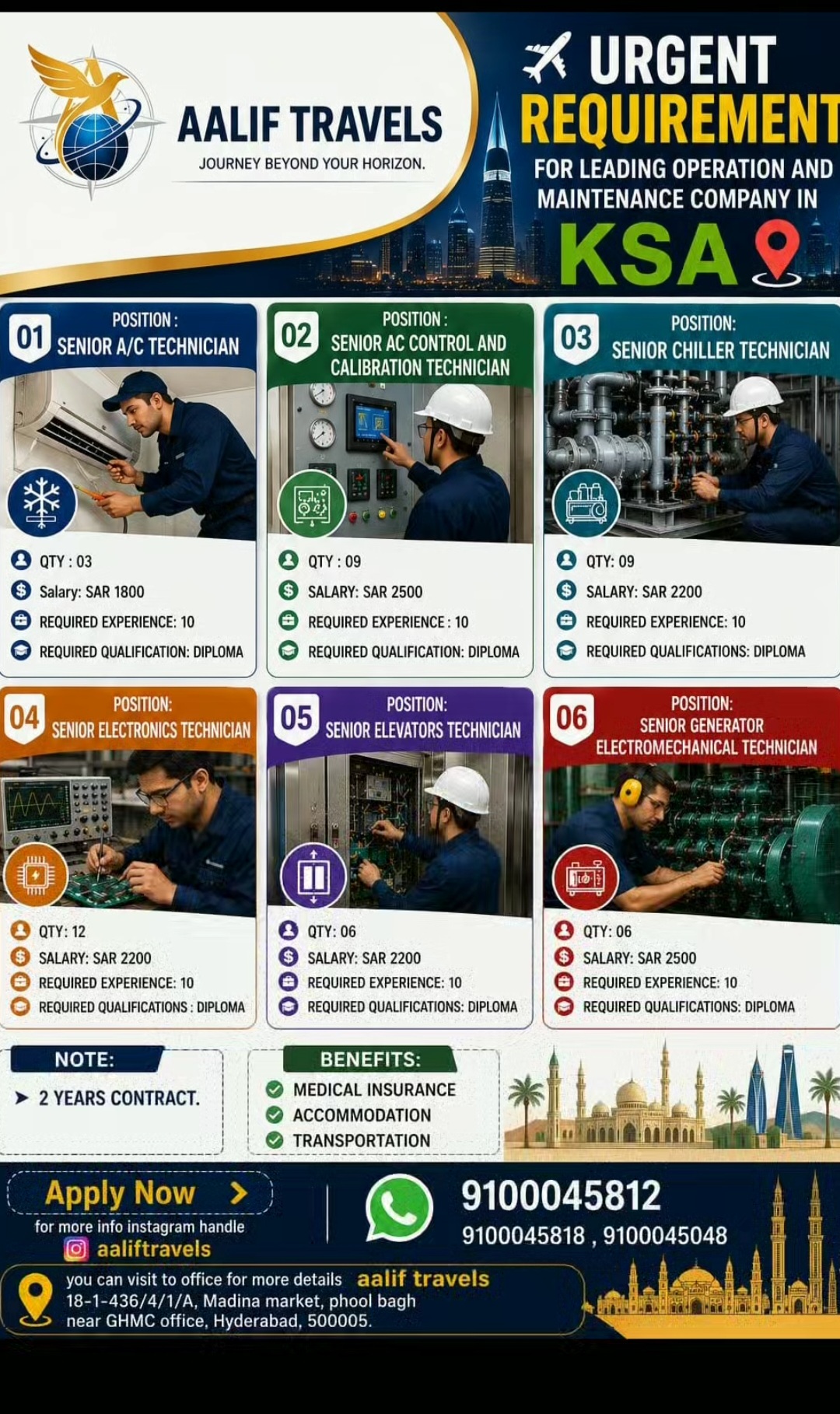 URGENT JOB OPENINGS IN KSA – SENIOR TECHNICAL POSITIONS