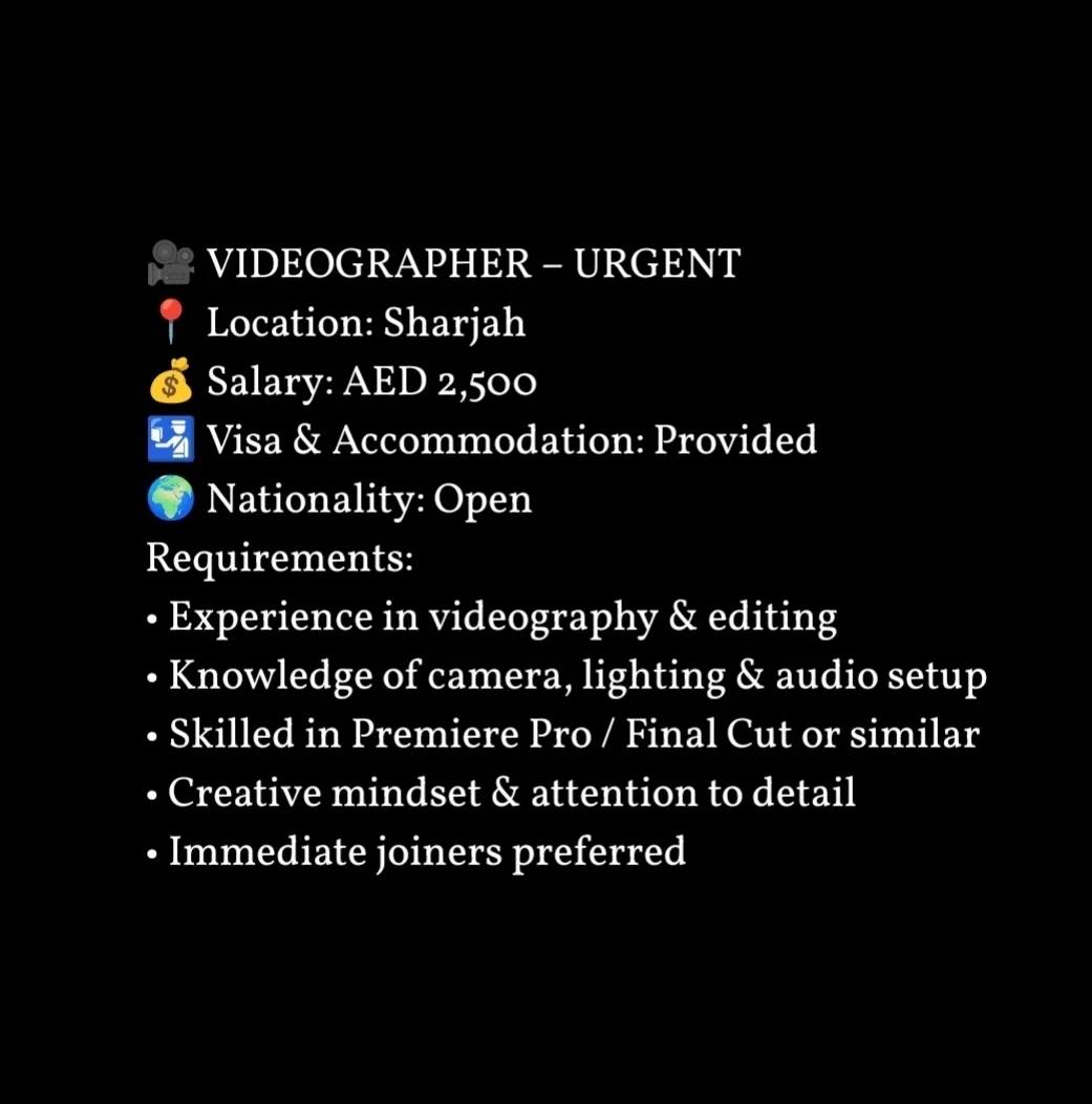 Videographer – Sharjah