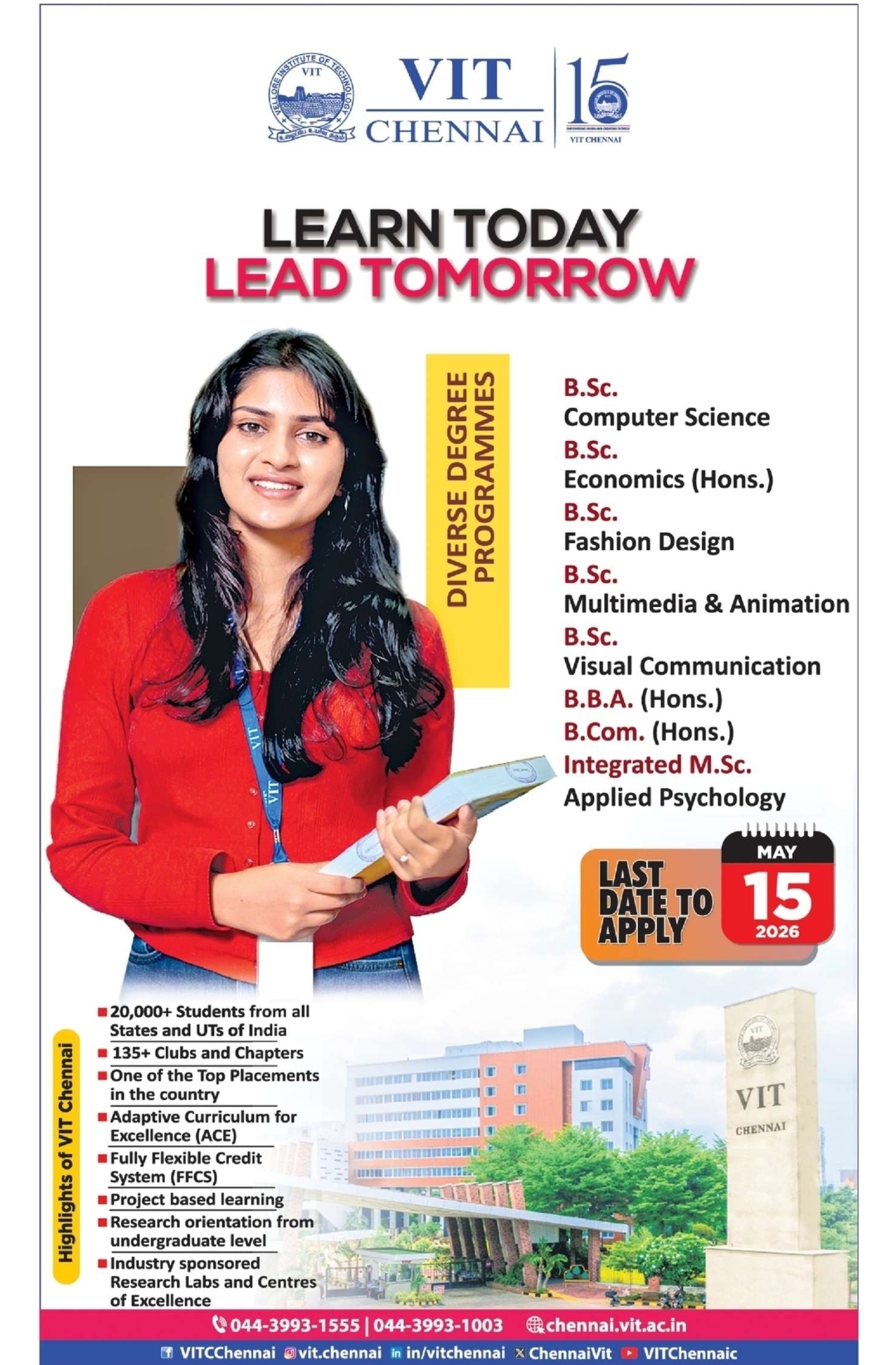 VIT Chennai Admissions Open 2026