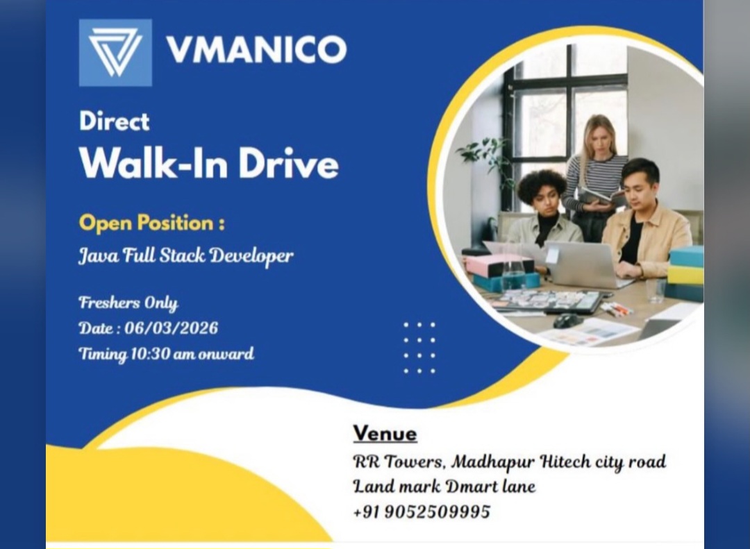 VMANICO – Direct Walk-In Drive for Freshers