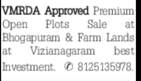 VMRDA Approved Premium Open Plots & Farm Lands