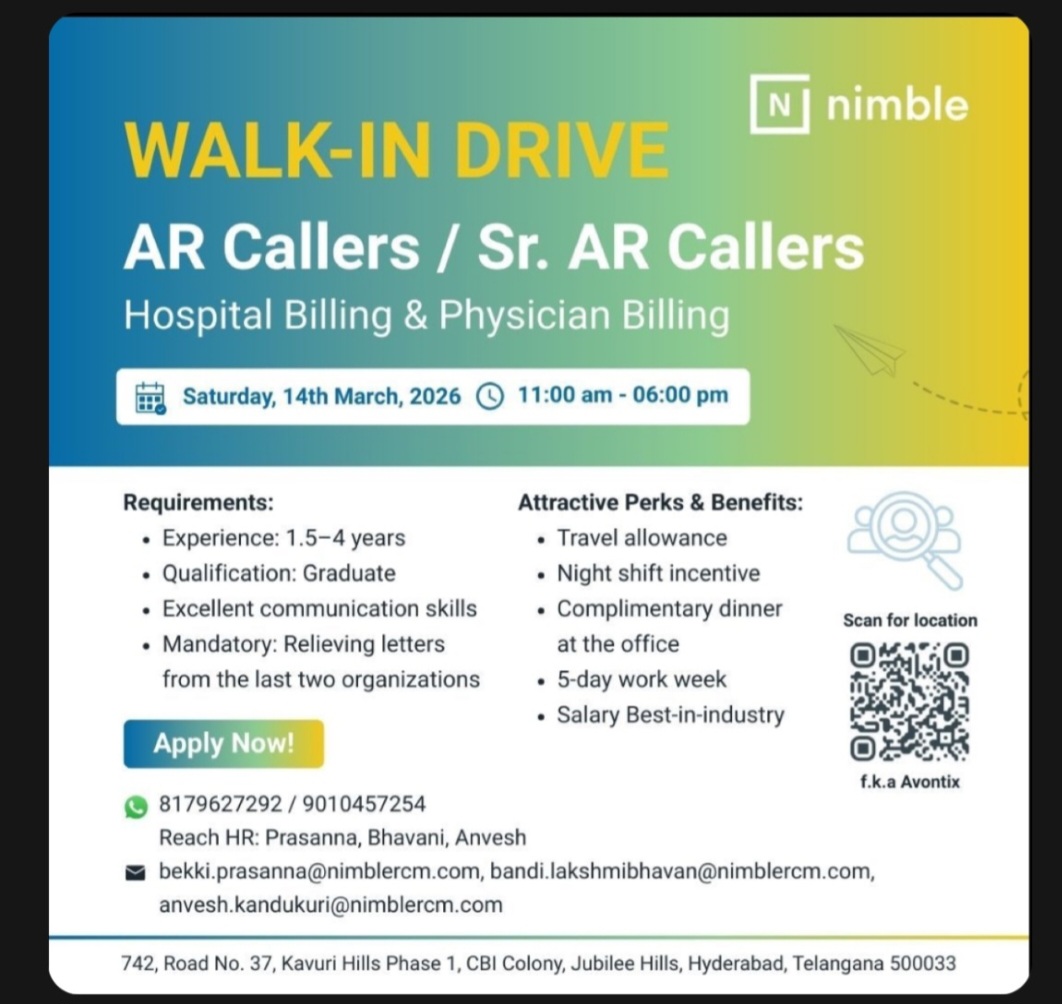 📢 Walk-In Drive – AR Callers / Sr. AR Callers
