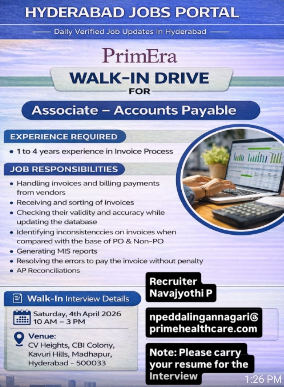 🚀 Walk-In Drive at PrimEra – Accounts Payable Associate