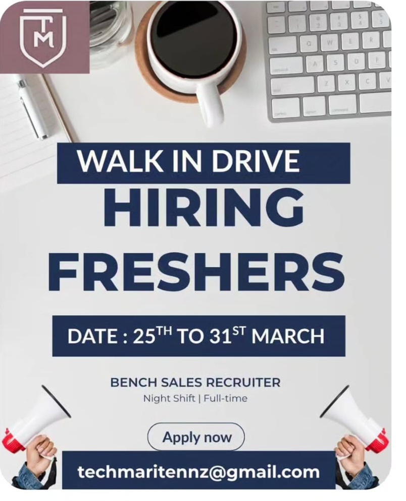 🚀 WALK-IN DRIVE HIRING – FRESHERS 🚀
