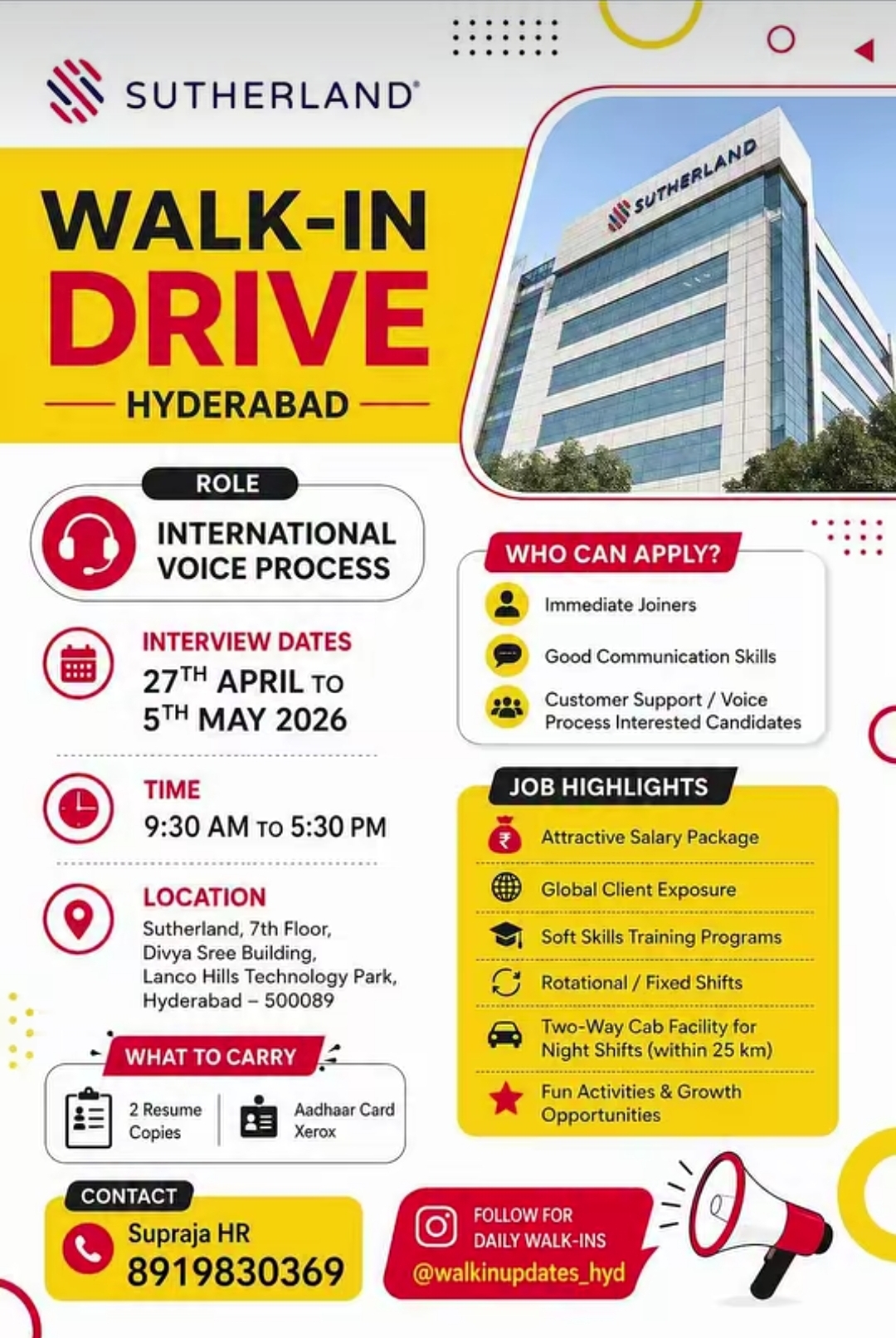 WALK-IN DRIVE – HYDERABAD