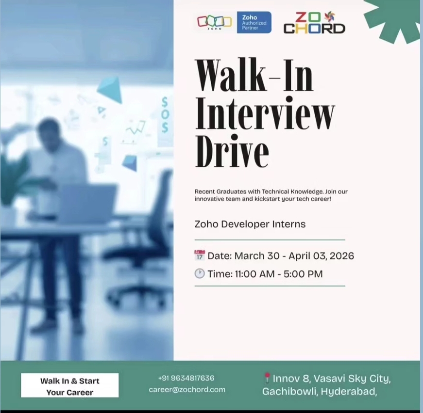 🚀 Walk-In Interview Drive – Kickstart Your Tech Career!