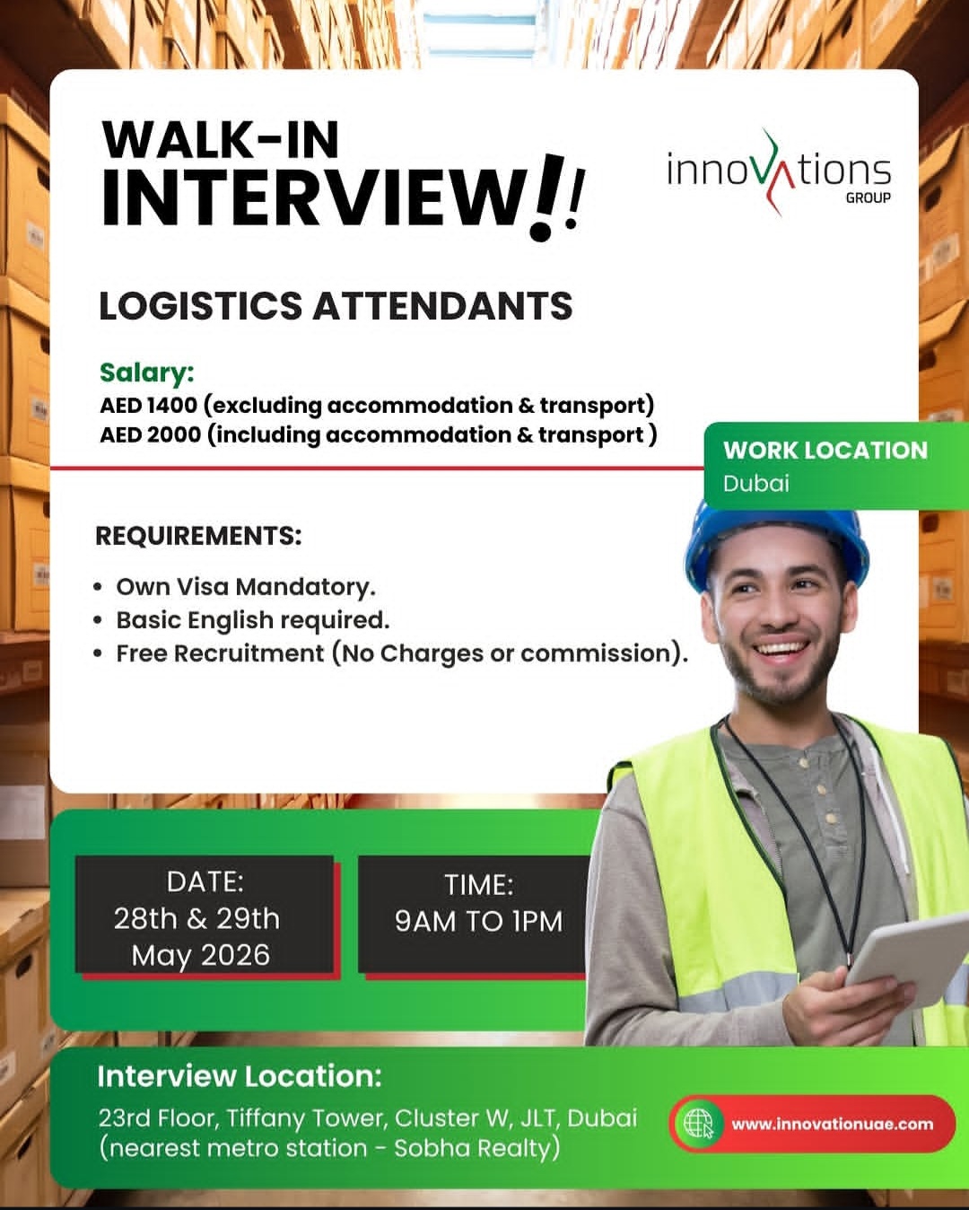 Walk-In Interview – Logistics Attendants | Dubai, UAE