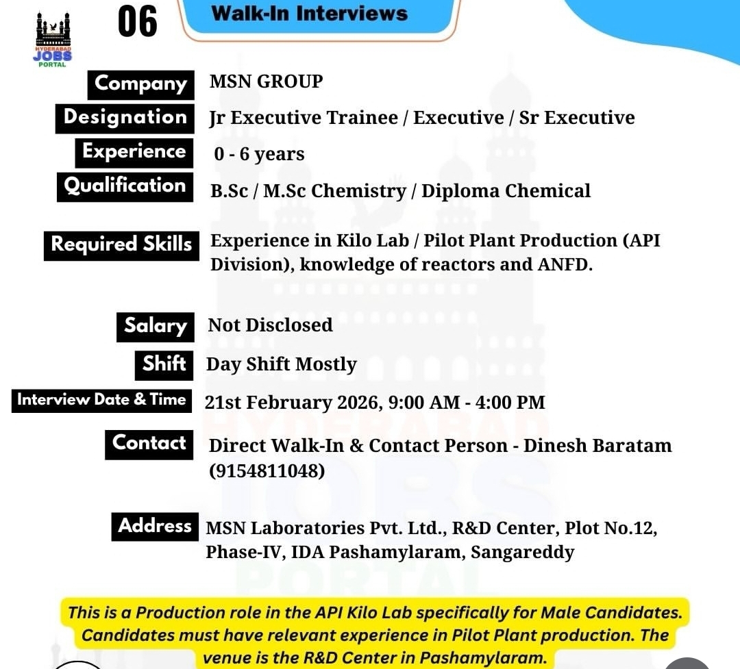 🚶‍♂️ Walk-In Interview – MSN Group