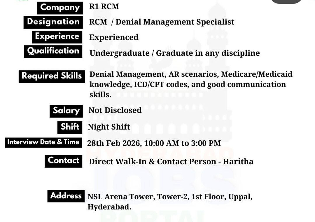 WALK-IN INTERVIEW – PORTAL Company (R1 RCM)