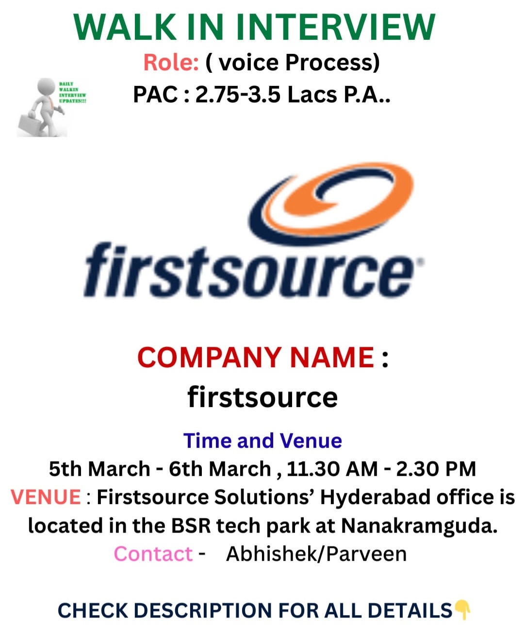 Walk-In Interview – Voice Process | Firstsource