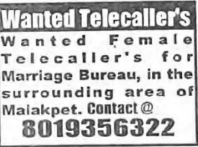 WANTED FEMALE TELECALLERS
