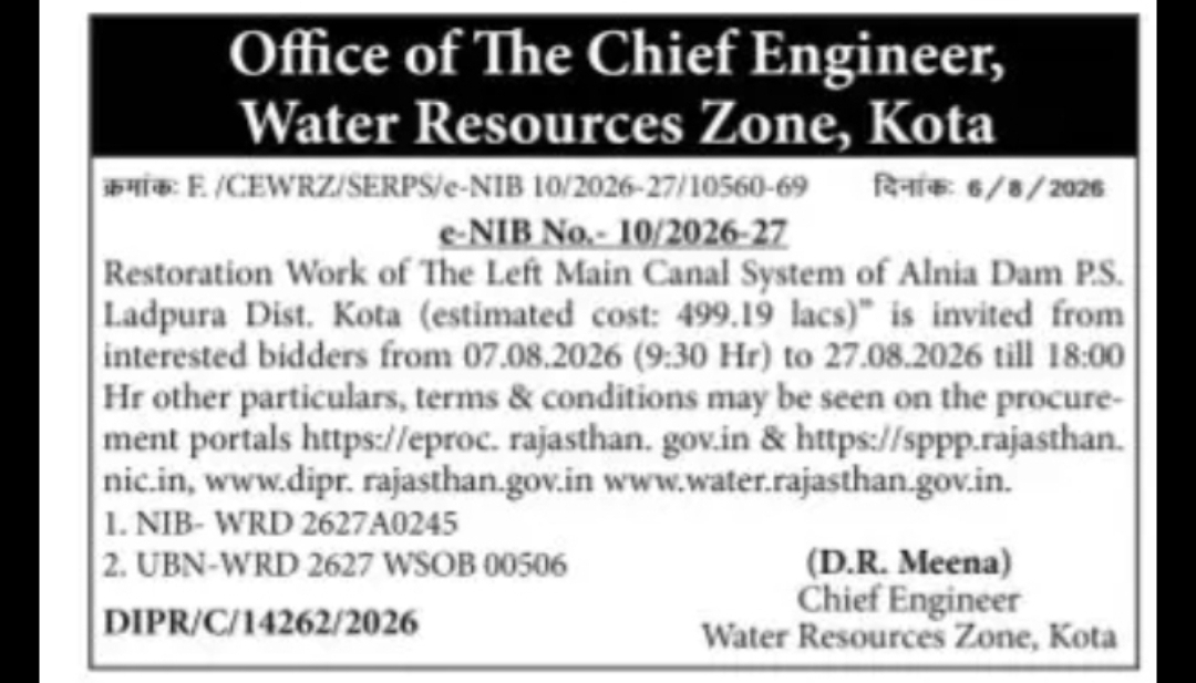 Water Resources Department Kota – Restoration Work of Left Main Canal System