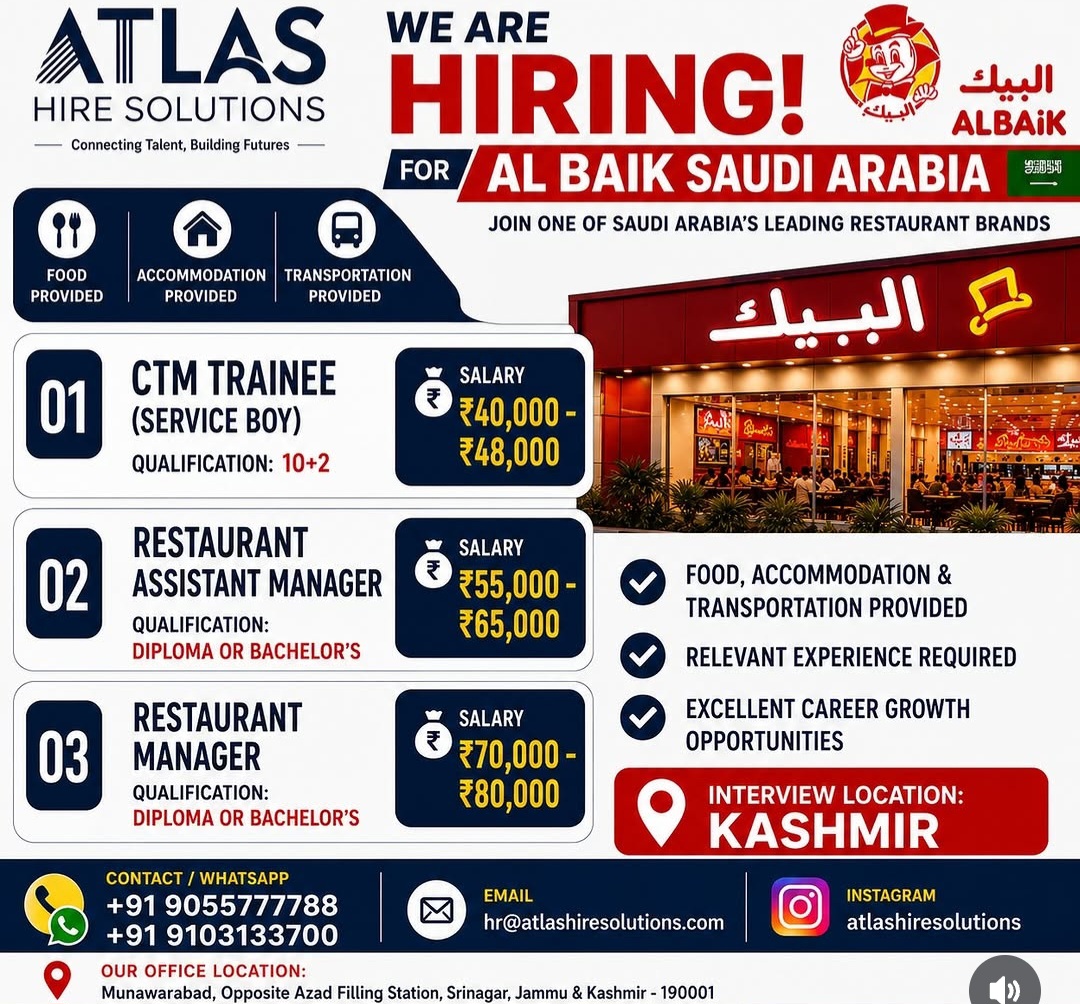 WE ARE HIRING FOR AL BAIK – SAUDI ARABIA