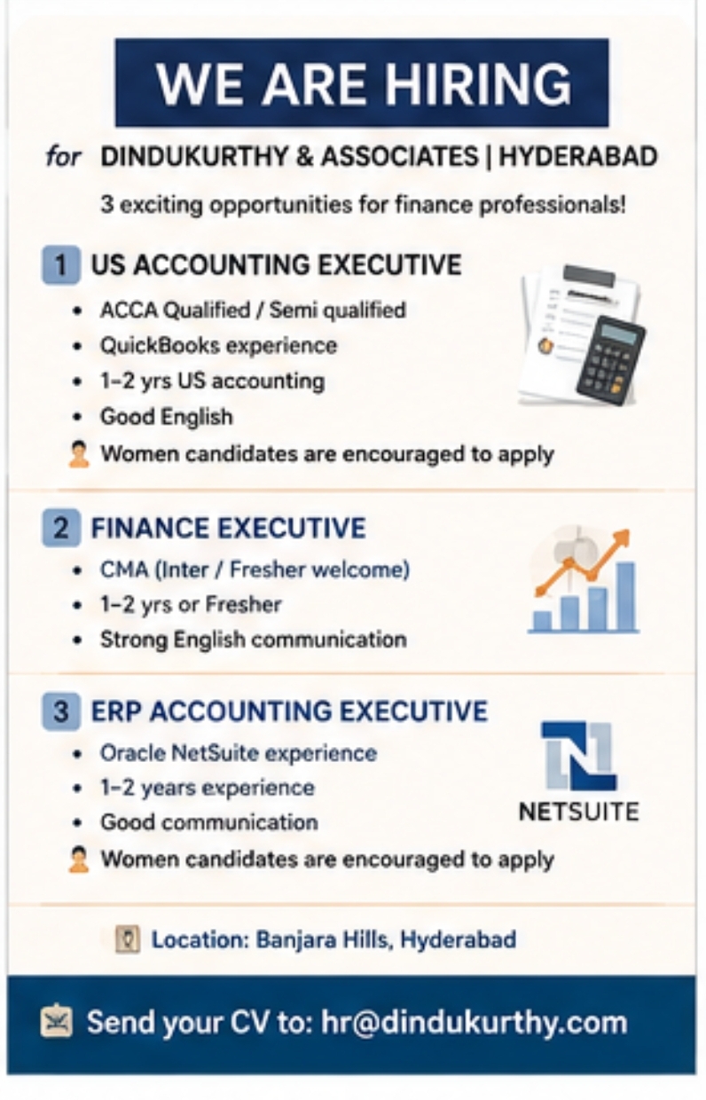 We are *Hiring* for *Dindukurthy & Associates* | Hyderabad 🚀