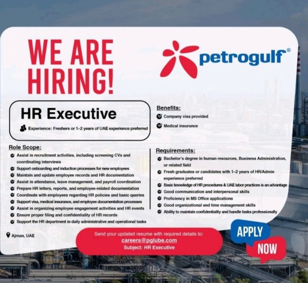 WE ARE HIRING – HR EXECUTIVE