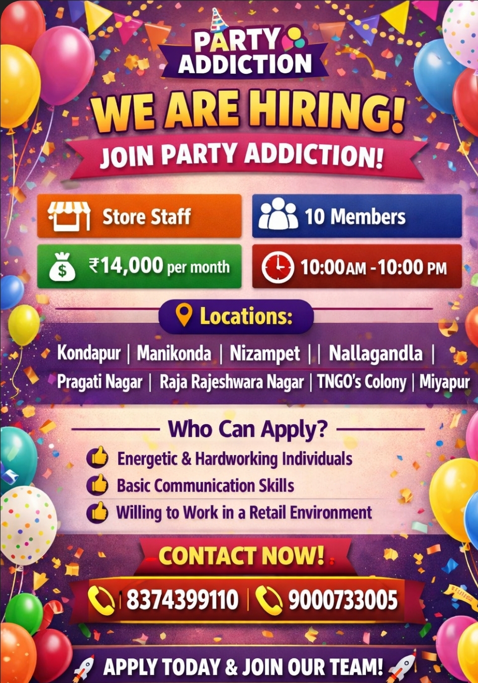 🎉 WE ARE HIRING – JOIN PARTY ADDICTION! 🎉