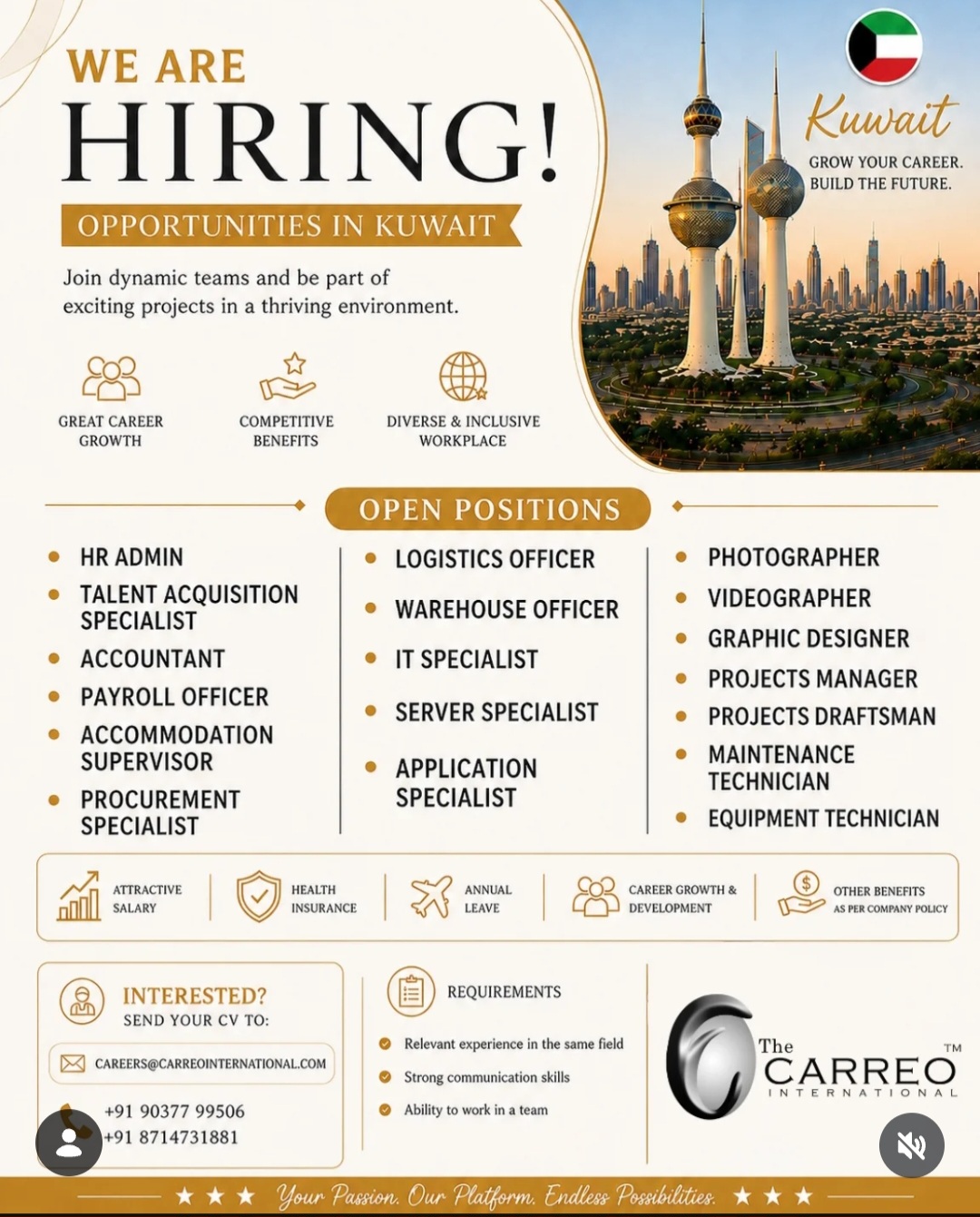 WE ARE HIRING – KUWAIT