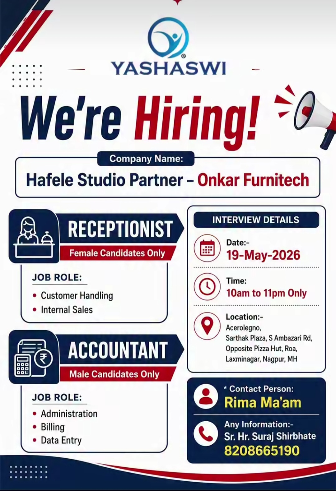 We’re Hiring at Häfele Studio Partner – Onkar Furnitech