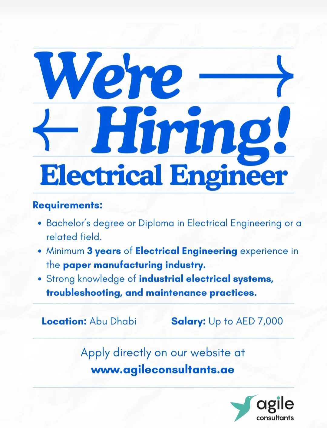 We’re Hiring – Electrical Engineer