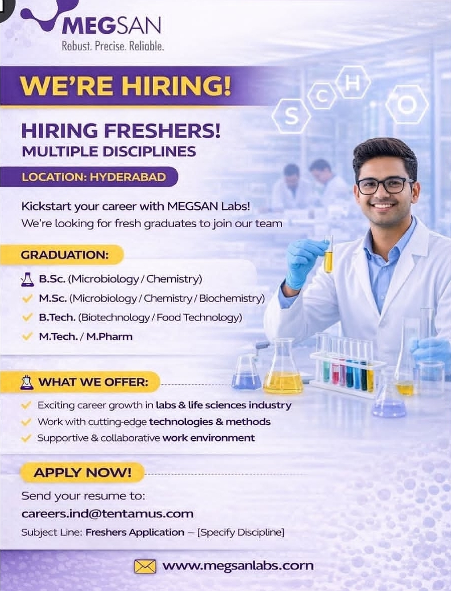 🚀 WE’RE HIRING FRESHERS | MEGSAN Labs – Hyderabad