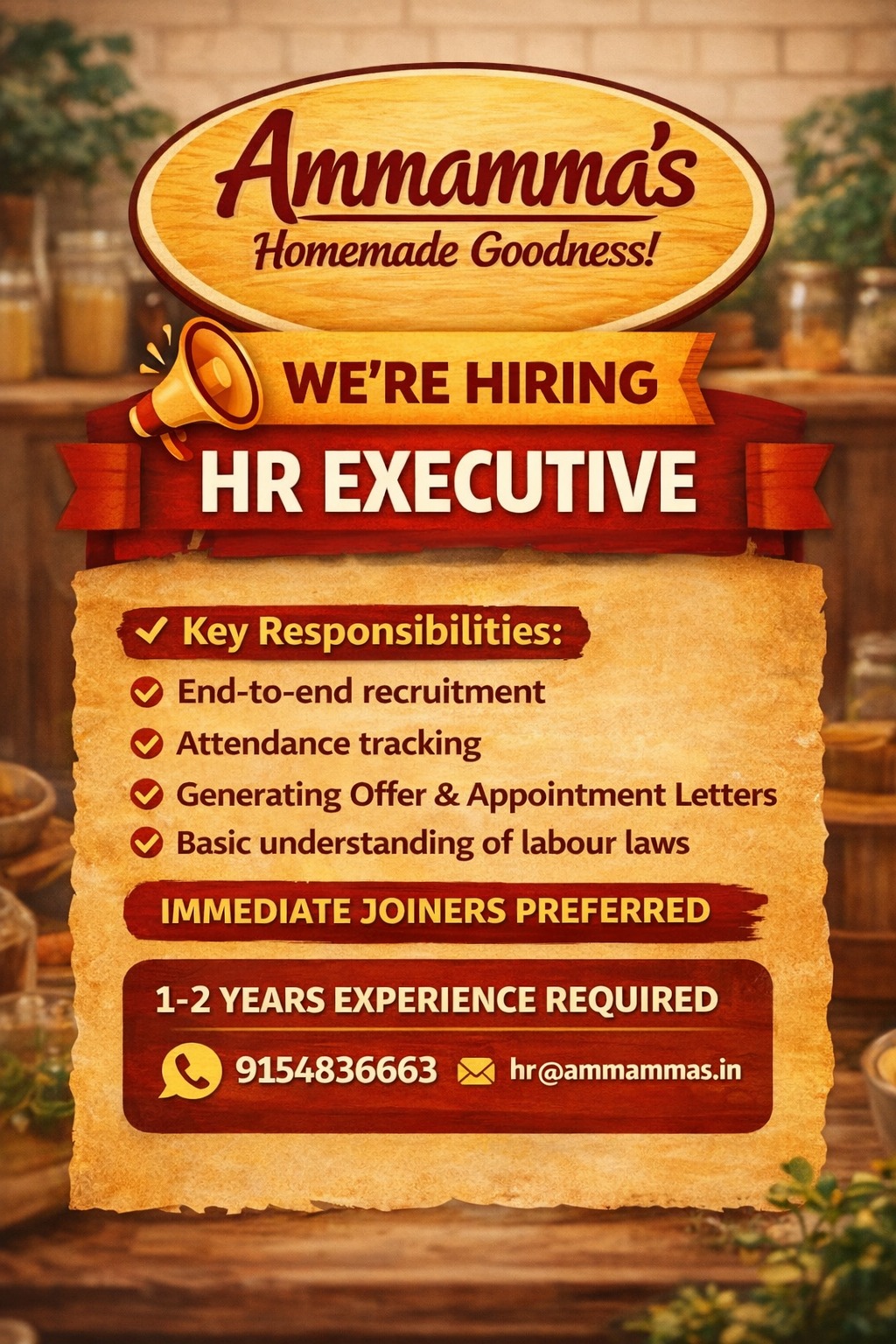 🚀 We’re Hiring: HR Executive