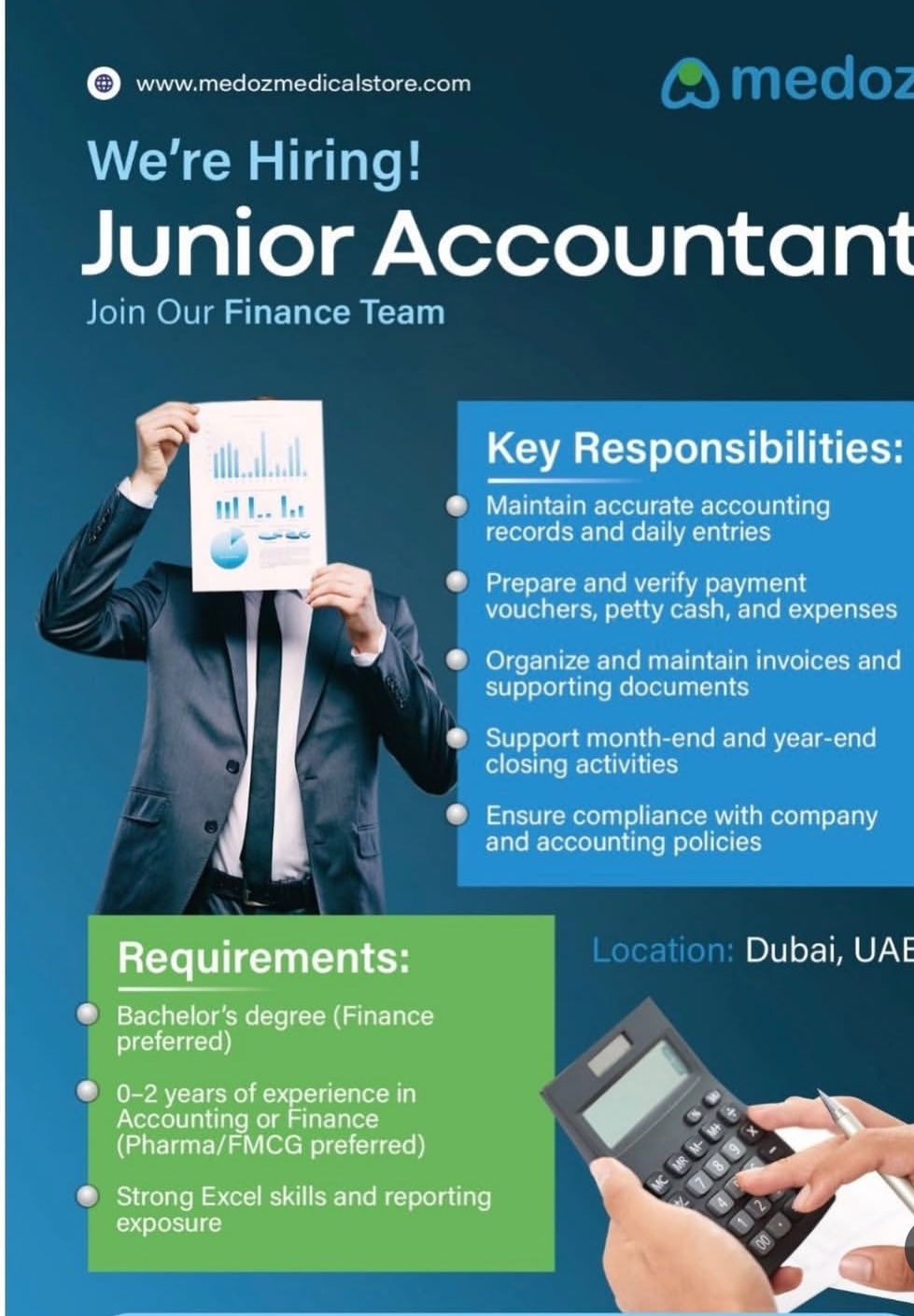 We're Hiring | Junior Accountant - Dubai, UAE