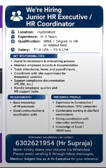 🚨We’re Hiring: Junior HR Executive / HR Coordinator🚨