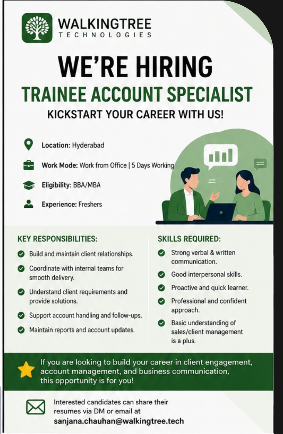 🚀 We’re Hiring: Trainee Account Specialist WalkingTree Technologies!