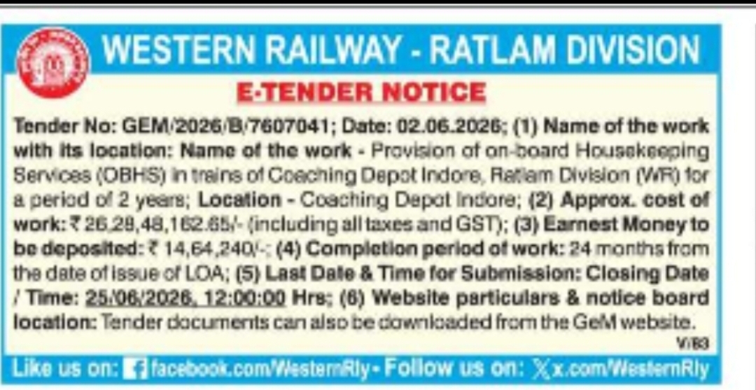 Western Railway – Ratlam Division (GEM Tender)