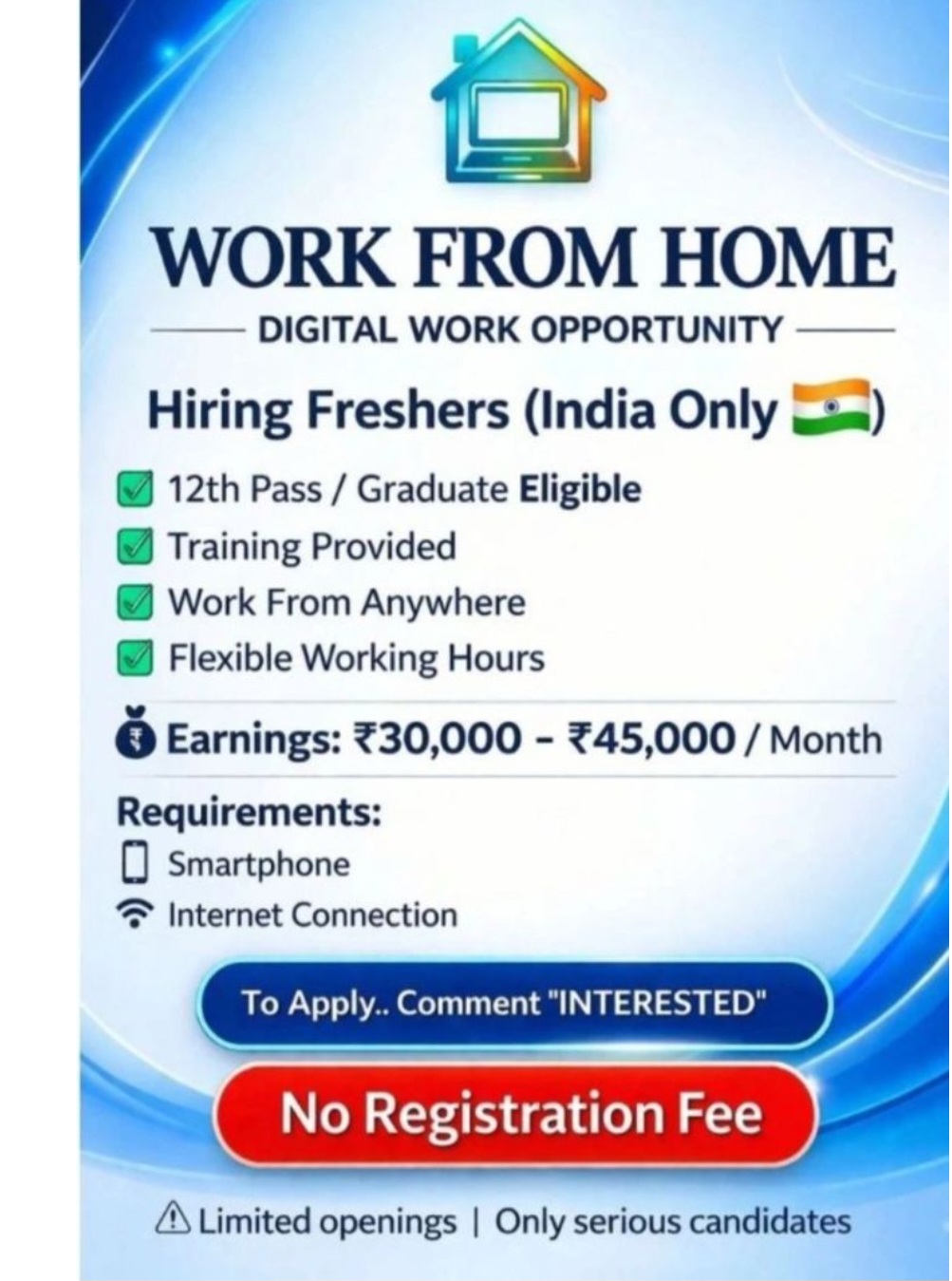 Work from home opportunity for freshers- APPLY NOW !!