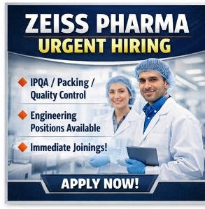 📢 ZEISS Pharma – Urgent Hiring