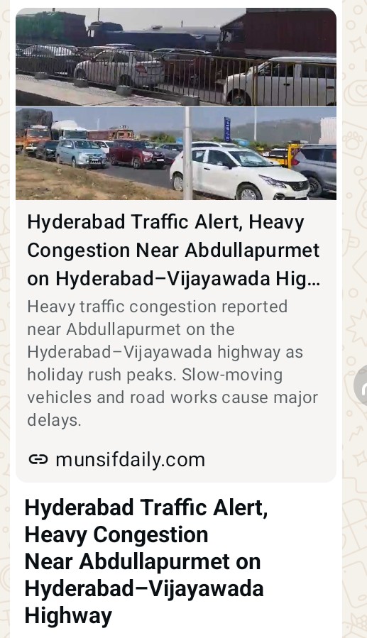 Heavy traffic at Hyderabad- Vijaywada highway