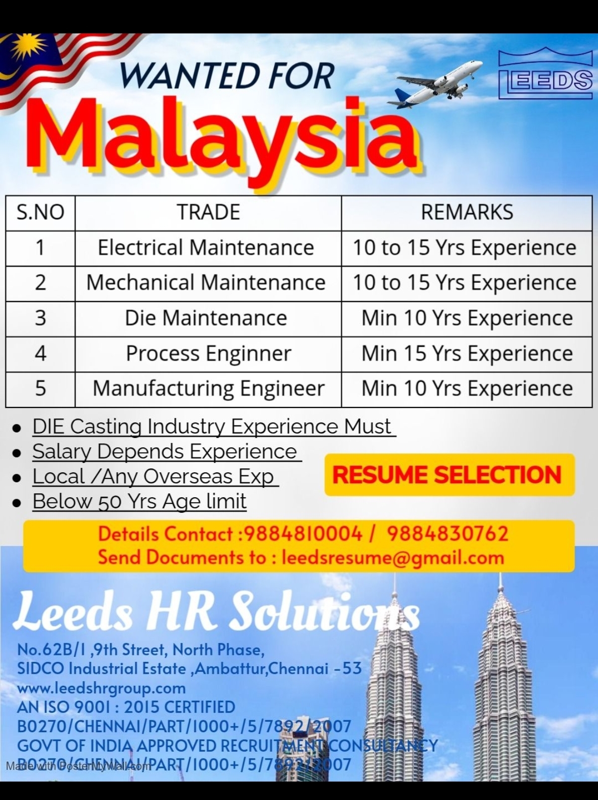 🚀 Hiring for Malaysia – Urgent Recruitment! 🇲🇾✈️
