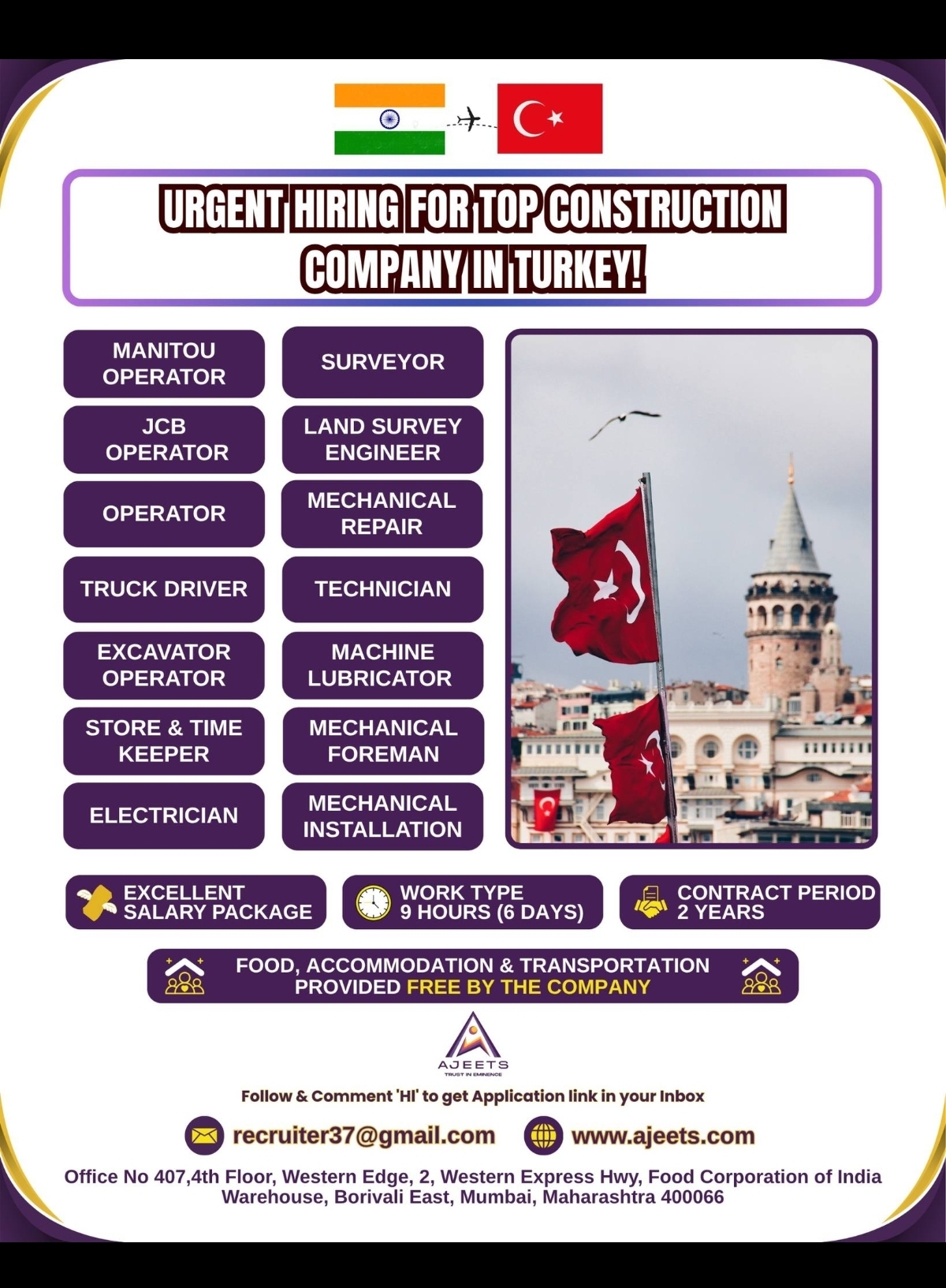 Job opportunities in Turkey 🇹🇷