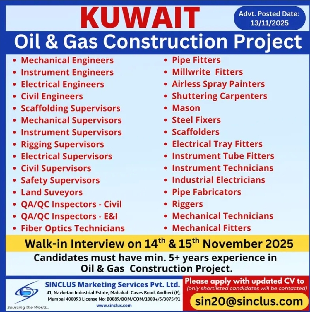 Oil and Gas Construction project job