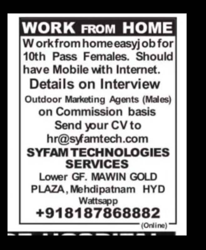 Work from Home opportunity